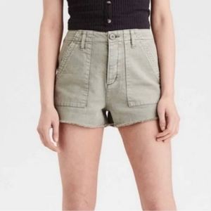 American Eagle Outfitters AEO Sage Green Frayed Hem Button Fly Shorts Size 2/XS